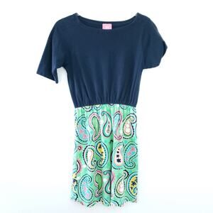 Simply Southern T-Shirt Dress Paisley Navy Green